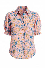 Womens Pink Floral Printed Button Down Shirts | CicyBell