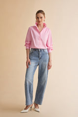 Womens Pink Oversized Button Down Shirts| CicyBell