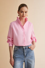 Womens Pink Oversized Button Down Shirts| CicyBell