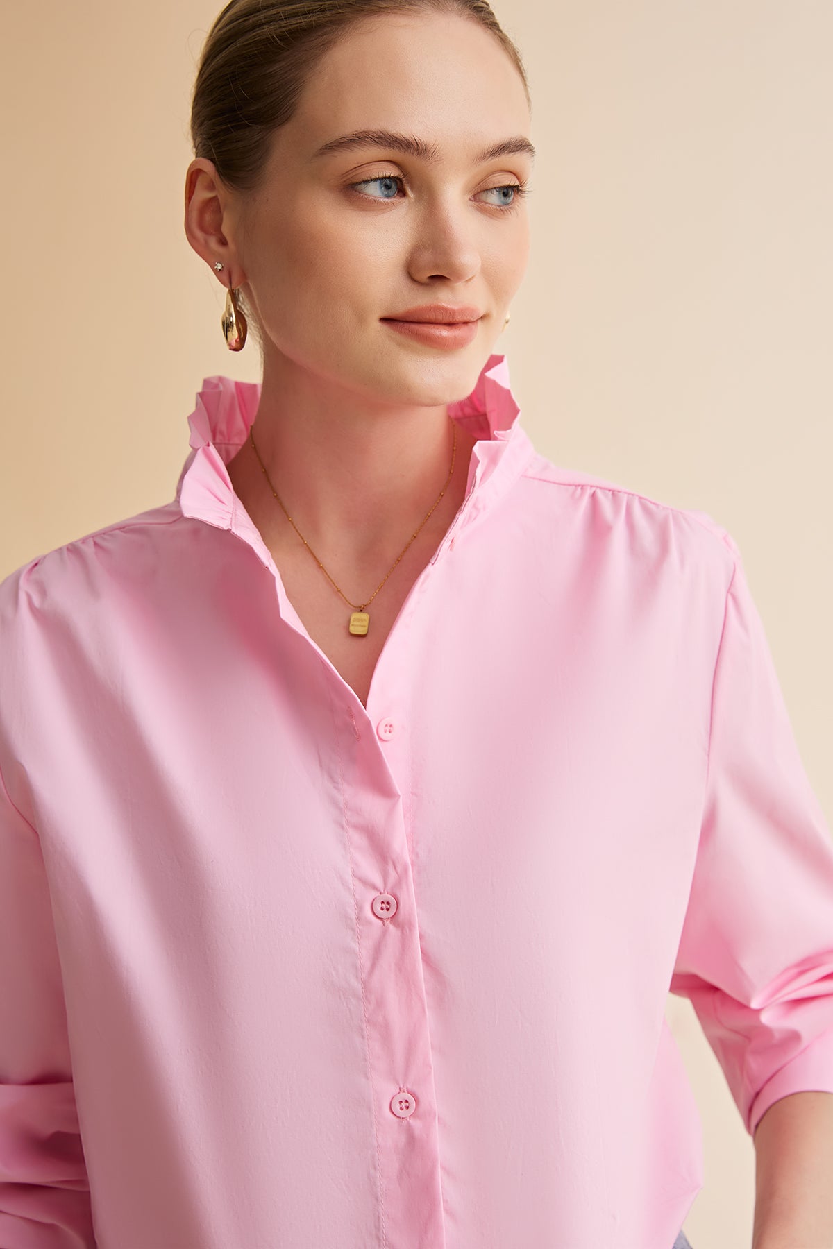 Womens Pink Oversized Button Down Shirts| CicyBell