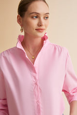 Womens Pink Oversized Button Down Shirts| CicyBell
