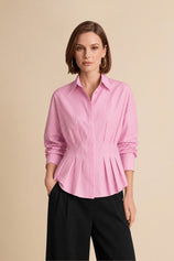 Women Pink Striped Button Down Shirts | CicyBell