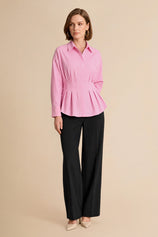 Women Pink Striped Button Down Shirts | CicyBell