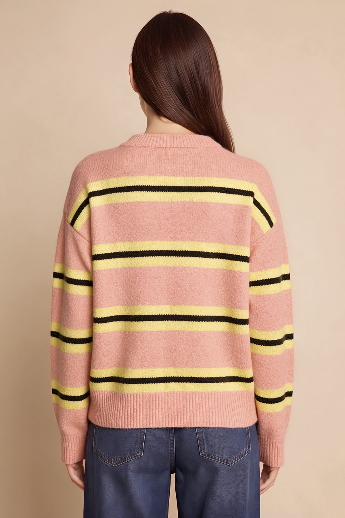 Womens Pink  Striped Pullover Sweater | CicyBell