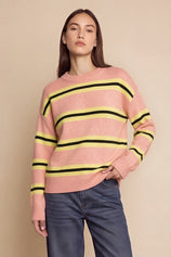 Womens Pink  Striped Pullover Sweater | CicyBell
