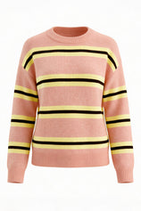 Womens Pink  Striped Pullover Sweater | CicyBell