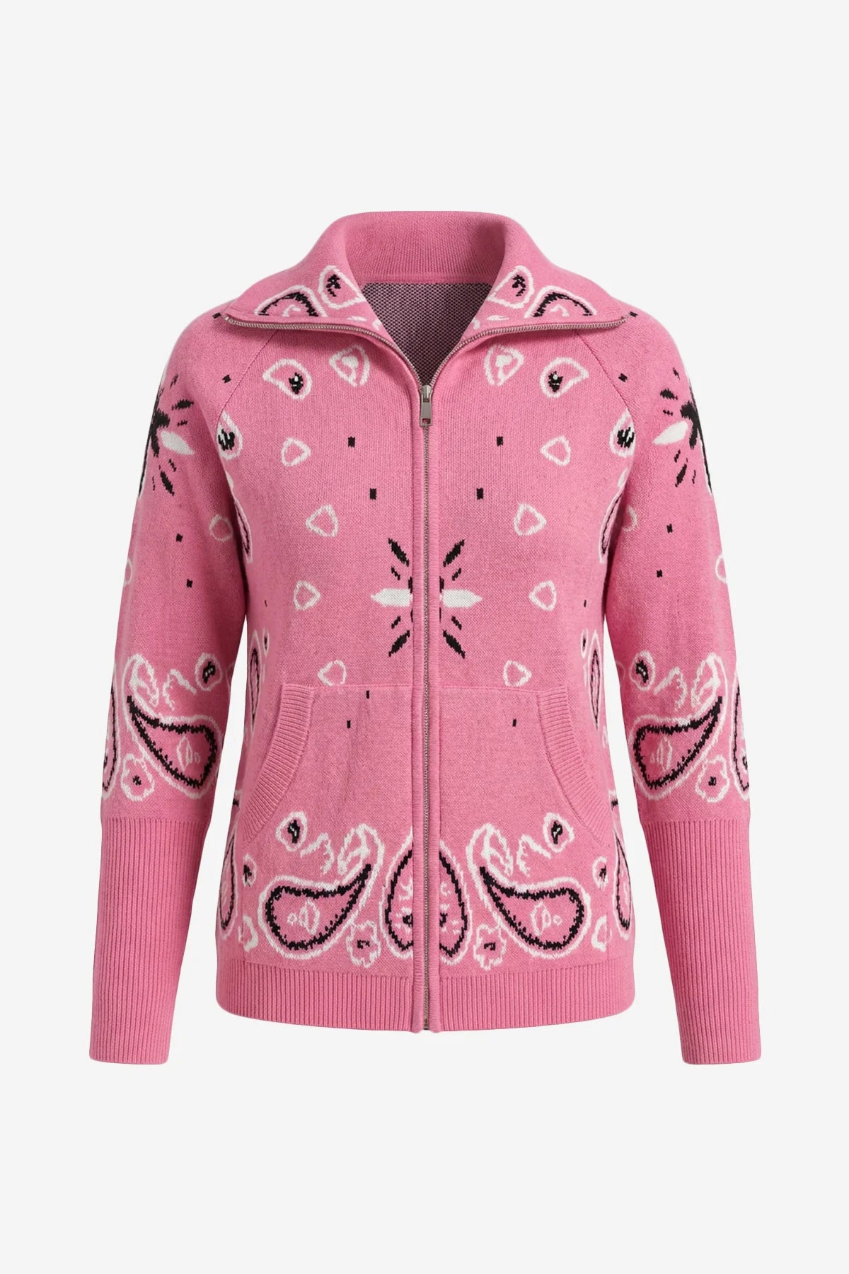 Women Pink  Zip Up Cardigan Sweaters | CicyBell