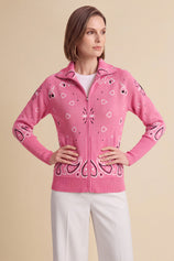 Women Pink  Zip Up Cardigan Sweaters | CicyBell