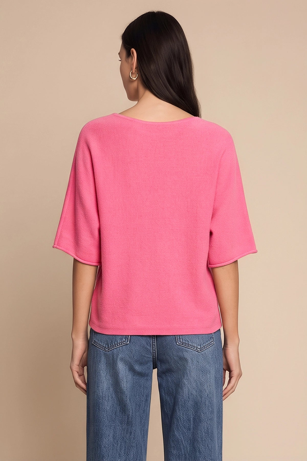 Cicy Bell Womens Pink Half Sleeve Sweaters