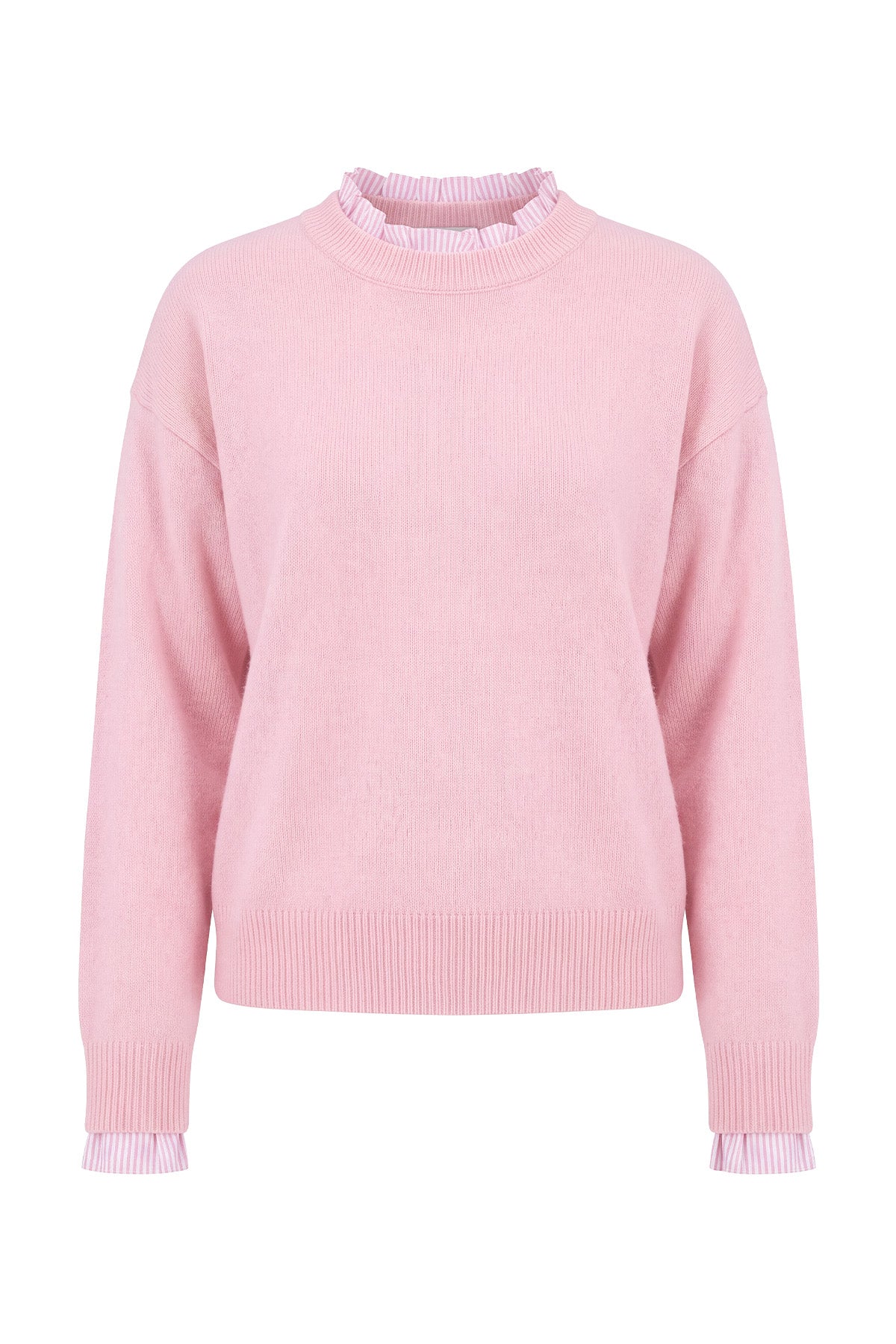 Womens Pink  Ruffle Long Sleeve Sweater | Cicy Bell
