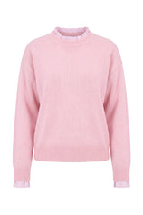 Womens Pink  Ruffle Long Sleeve Sweater | Cicy Bell