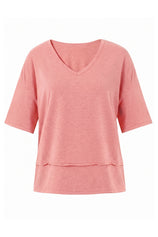 Womens Pink Summer V Neck T Shirts | CicyBell