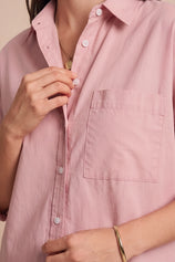 Womens Pink Oversized Button Down Shirts | CicyBell