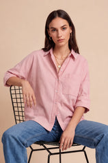 Womens Pink Oversized Button Down Shirts | CicyBell