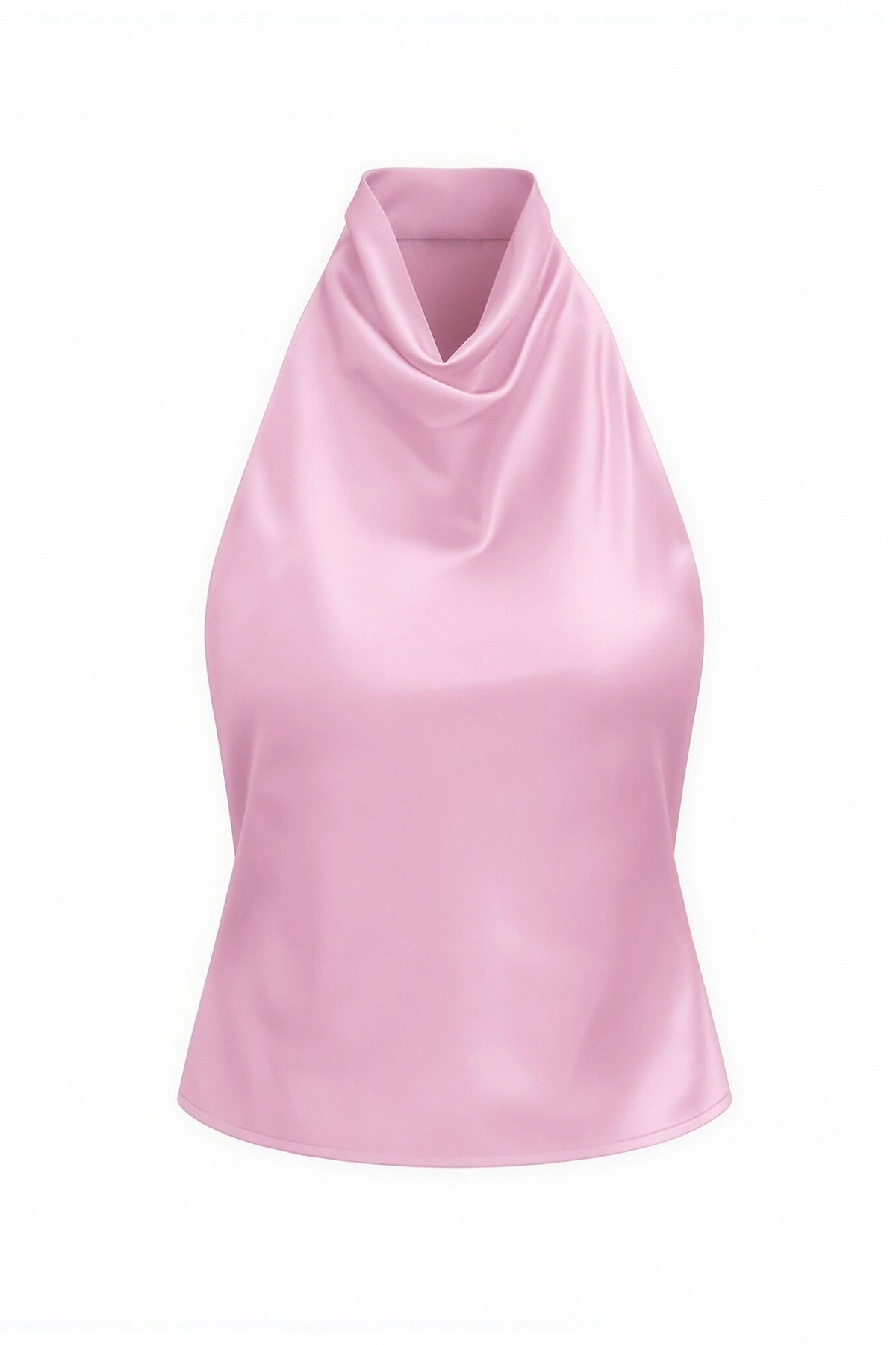 Women Pink Summer Satin Halter Tank Tops | CicyBell
