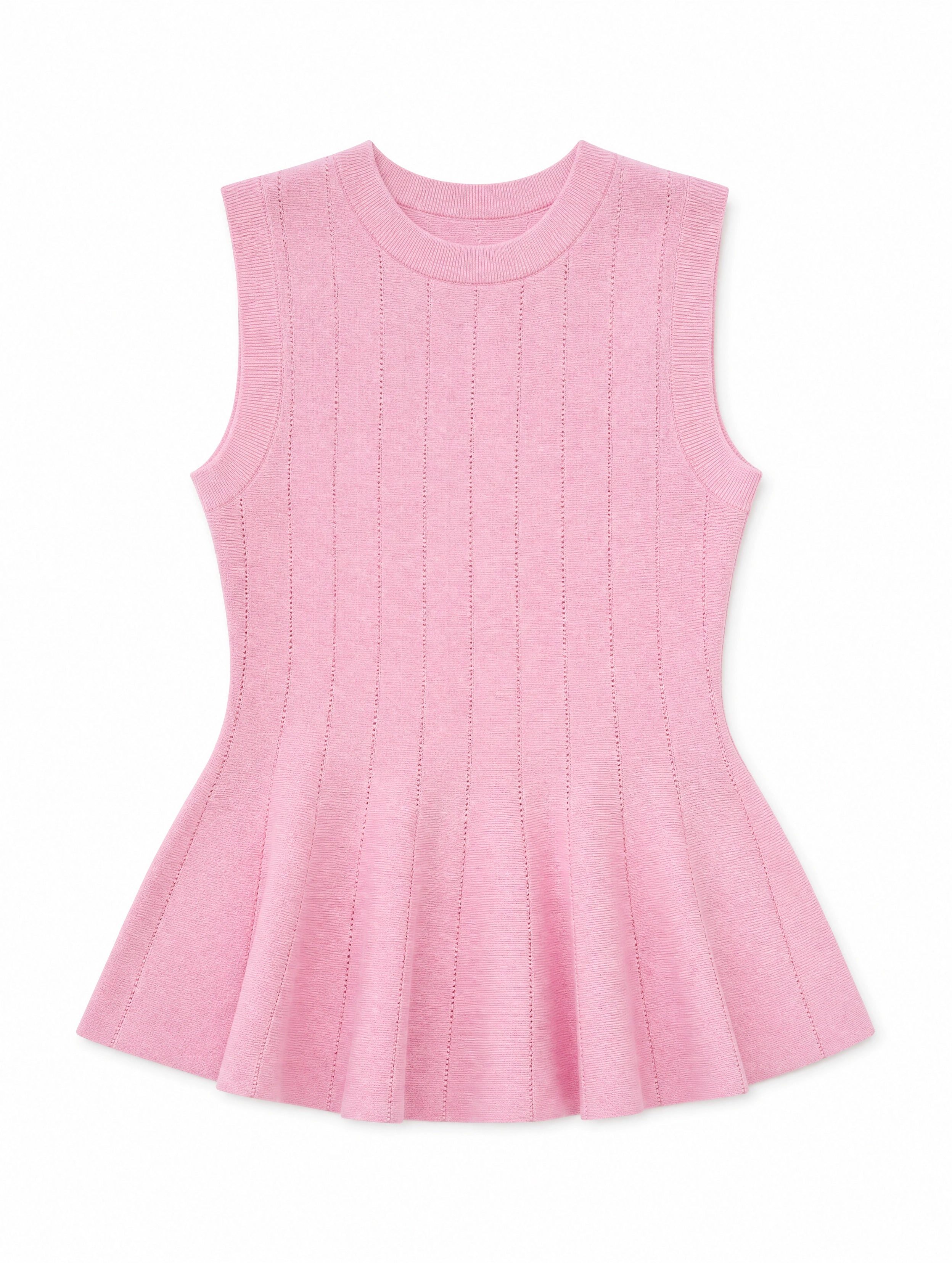 Womens Pink Pleated Peplum Tank Tops | CicyBell