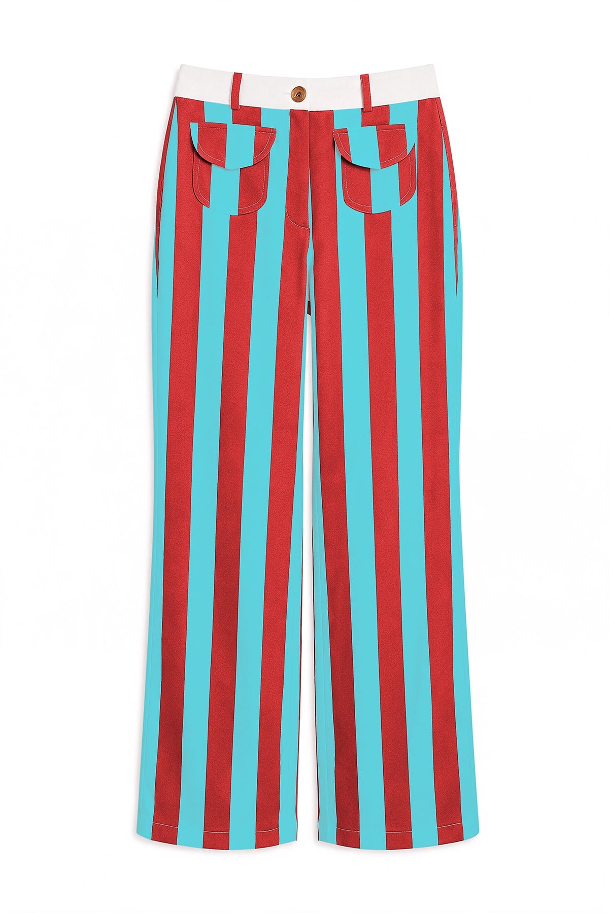 Womens Pink&blue Striped Wide Leg Jeans| CicyBell