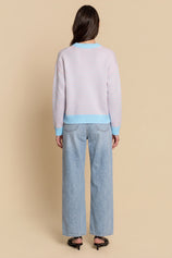 Womens Pink&blue Striped Cardigan Sweaters | CicyBell