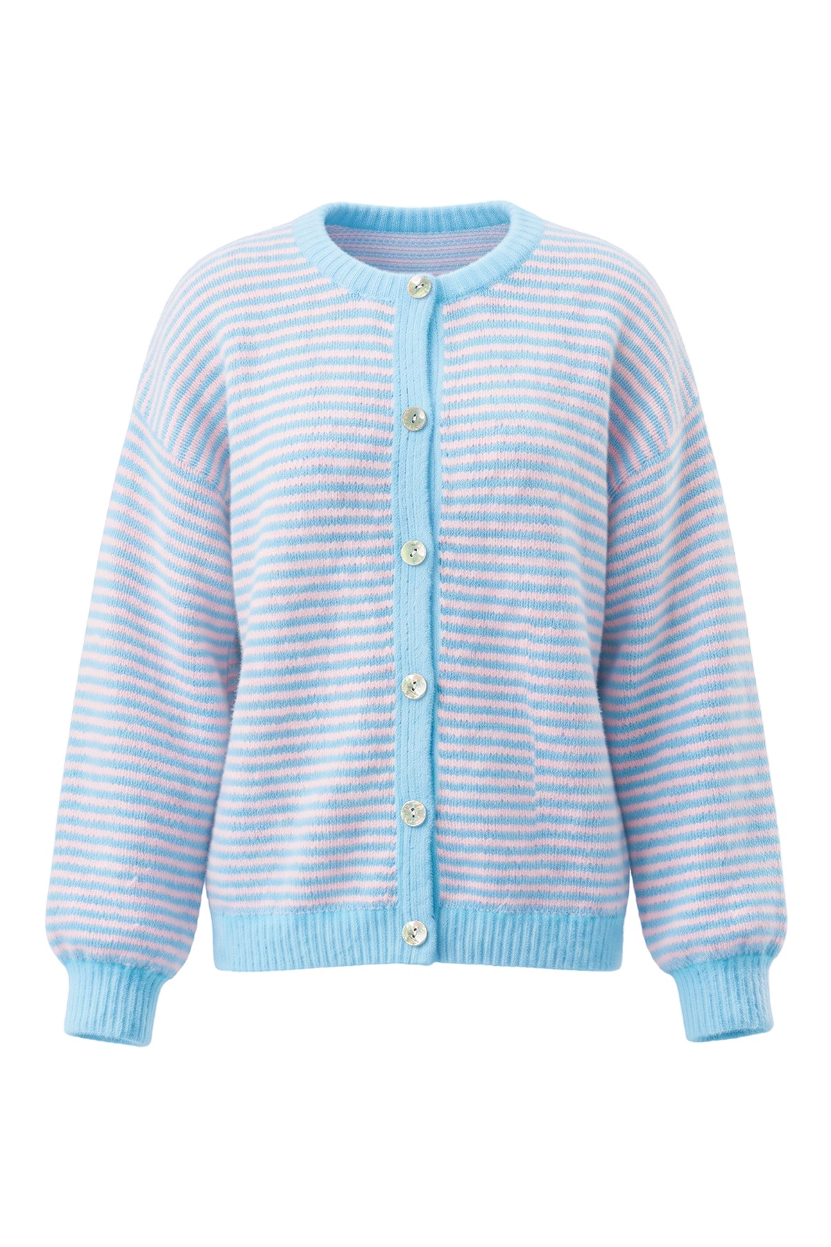 Womens Pink&blue Striped Cardigan Sweaters | CicyBell