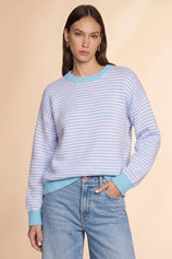 Womens Pink&blue Color Block Striped Sweater | CicyBell