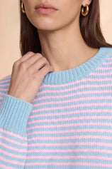 Womens Pink&blue Color Block Striped Sweater | CicyBell
