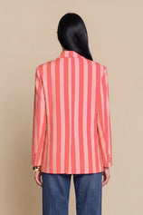 Womens Pinkish Orange  Professional Striped Blazer | CicyBell