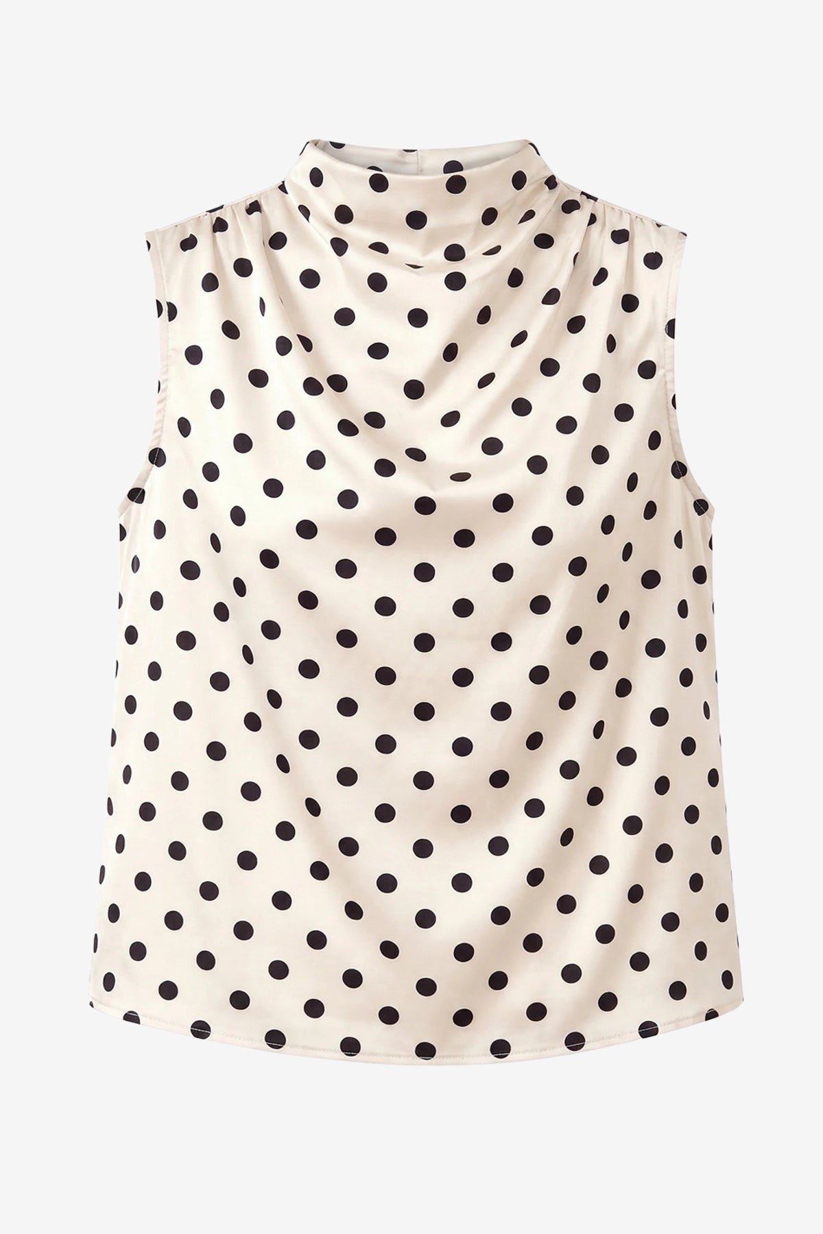 Womens Polka Dot Mock Neck Satin Tank Tops | CicyBell