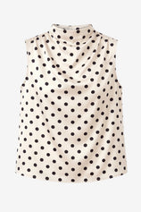 Womens Polka Dot Mock Neck Satin Tank Tops | CicyBell