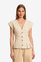 Womens Polka Dot Deep V Neck Vest Tops| CicyBell