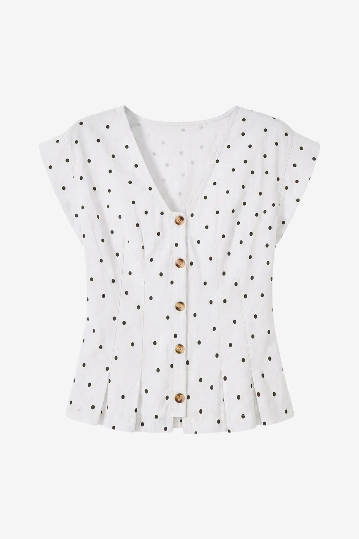 Womens Polka Dot White Deep V Neck Vest Tops| CicyBell