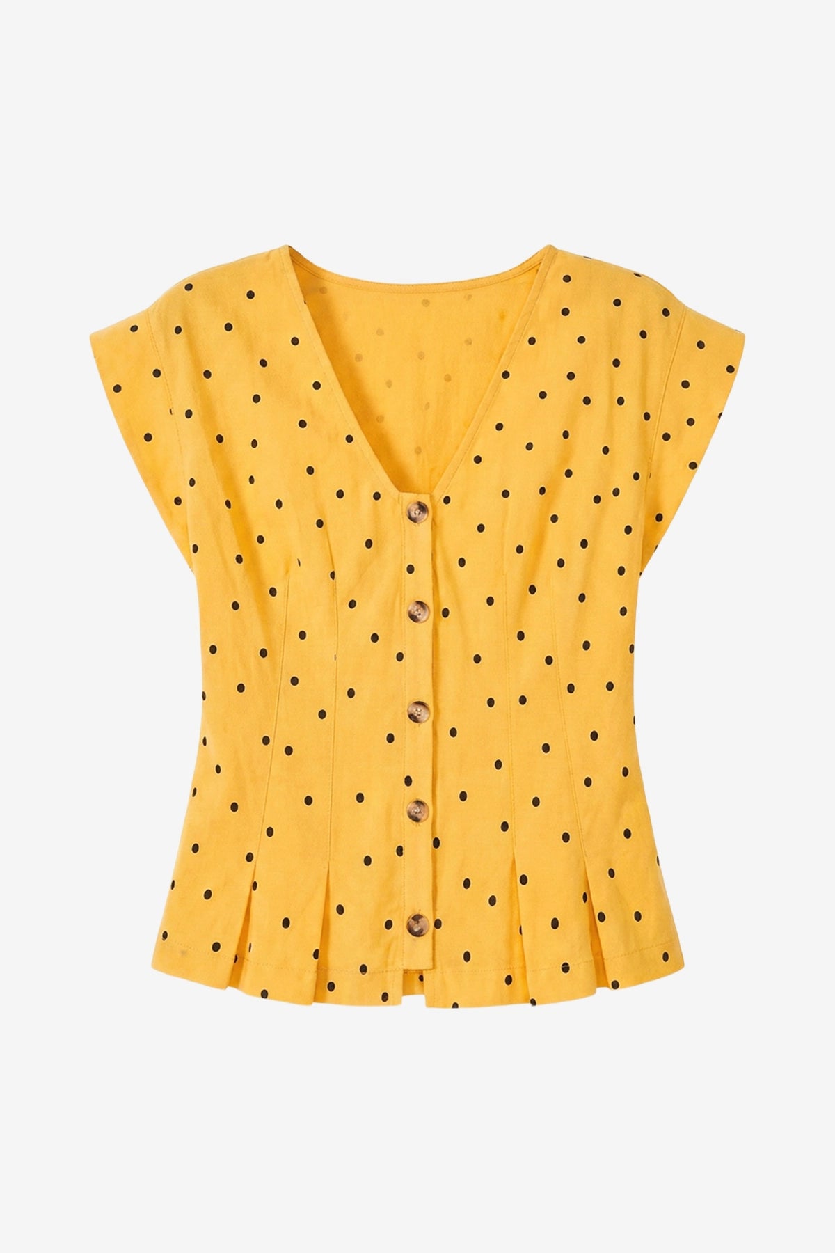 Womens Polka Dot Yellow Deep V Neck Vest Tops| CicyBell