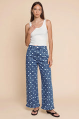 Womens Polka Dots High Waisted Wide Leg Jeans | CicyBell