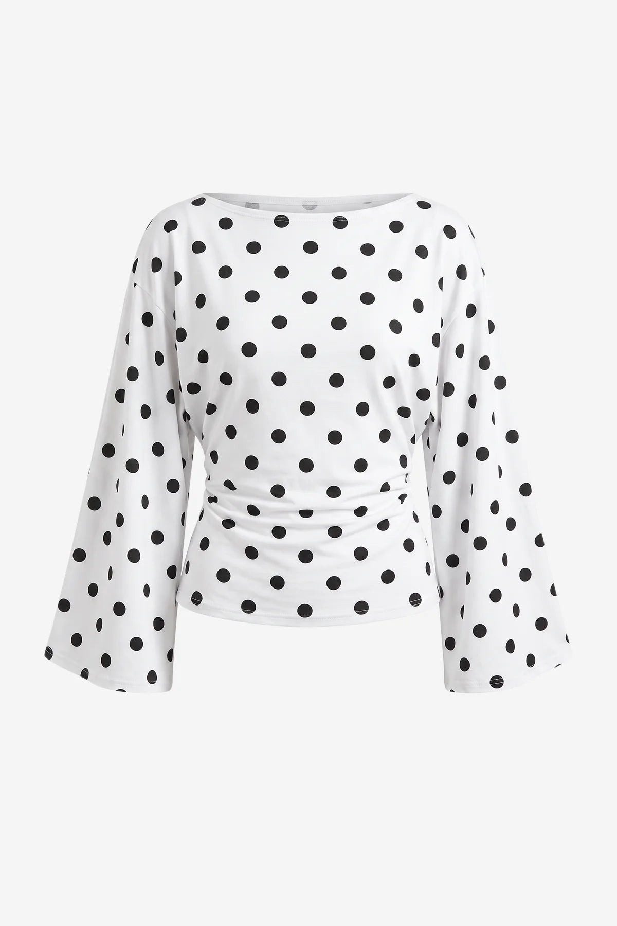 Women White Polka Dot Long Sleeve Wrap Tops| CicyBell