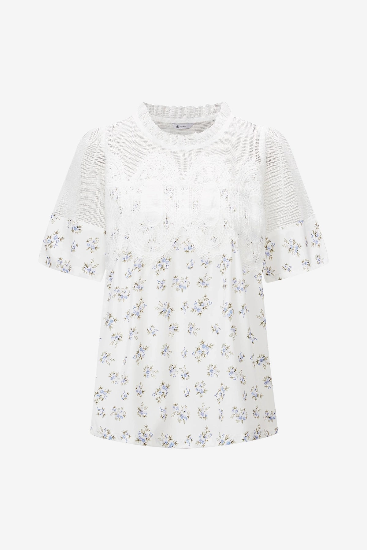 Womens Printed White Flowy Lace Blouses | CicyBell