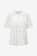 Womens Printed White Flowy Lace Blouses | CicyBell