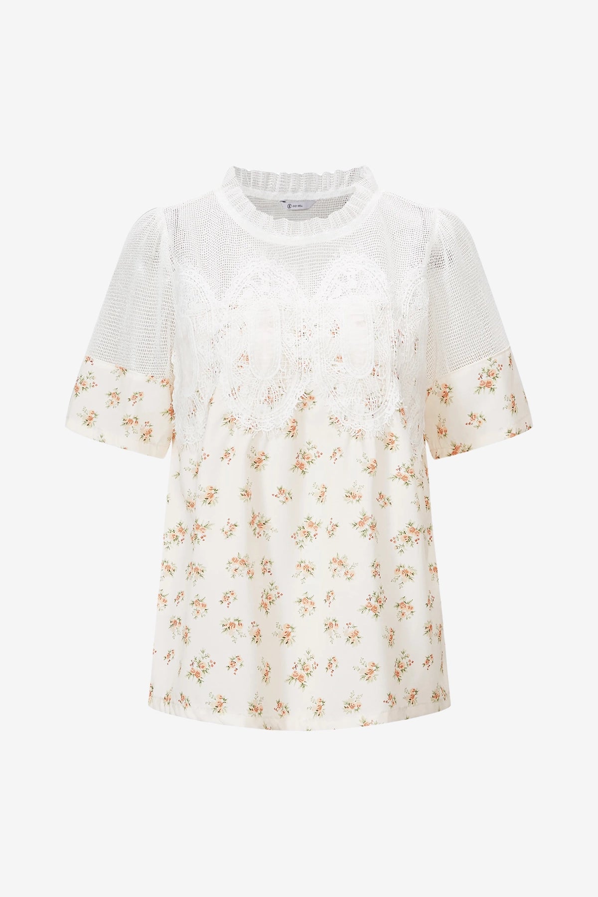 Womens Printed Yellow Flowy Lace Blouses | CicyBell