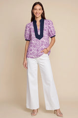 Womens Purple Puff Sleeve Blouses | CicyBell