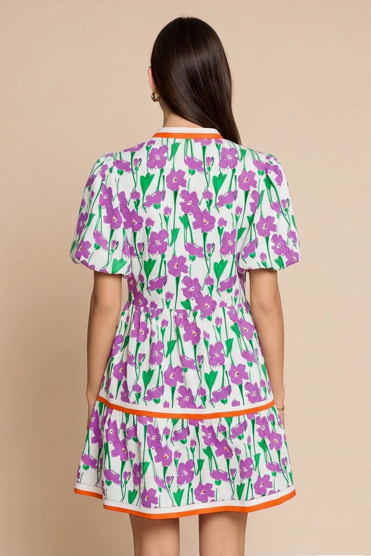 Womens Purple V Neck Floral Mini Dress | CicyBell