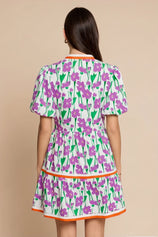 Womens Purple V Neck Floral Mini Dress | CicyBell