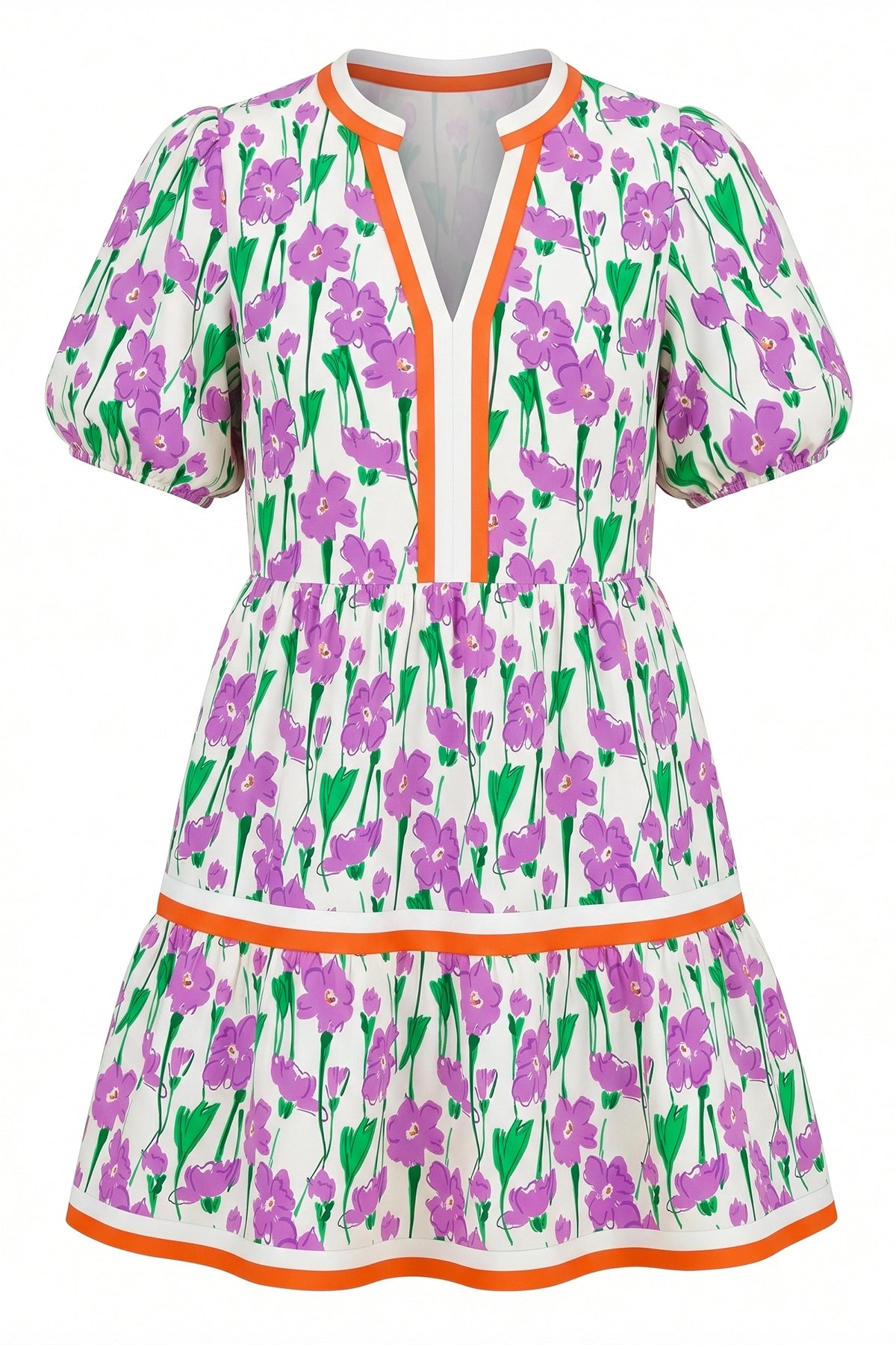 Womens Purple V Neck Floral Mini Dress | CicyBell