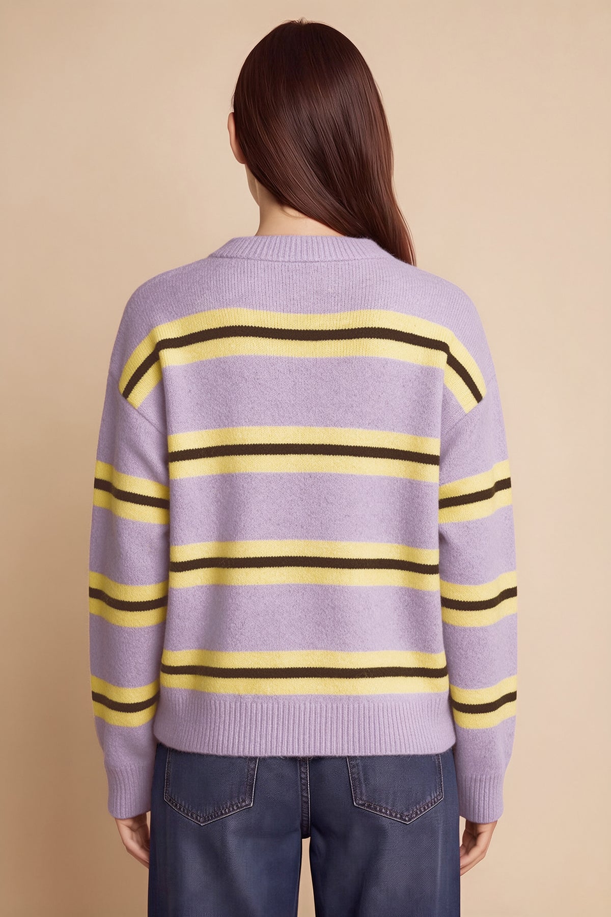 Womens Purple Striped Pullover Sweater | CicyBell