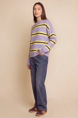 Womens Purple Striped Pullover Sweater | CicyBell