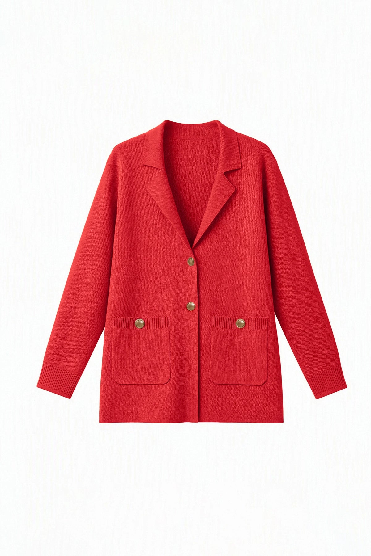 Womens Red Long Sleeve Sweater Blazer | CicyBell