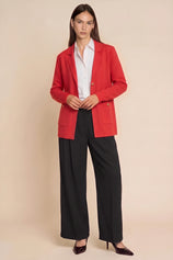 Womens Red Long Sleeve Sweater Blazer | CicyBell