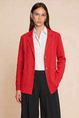 Womens Red Long Sleeve Sweater Blazer | CicyBell