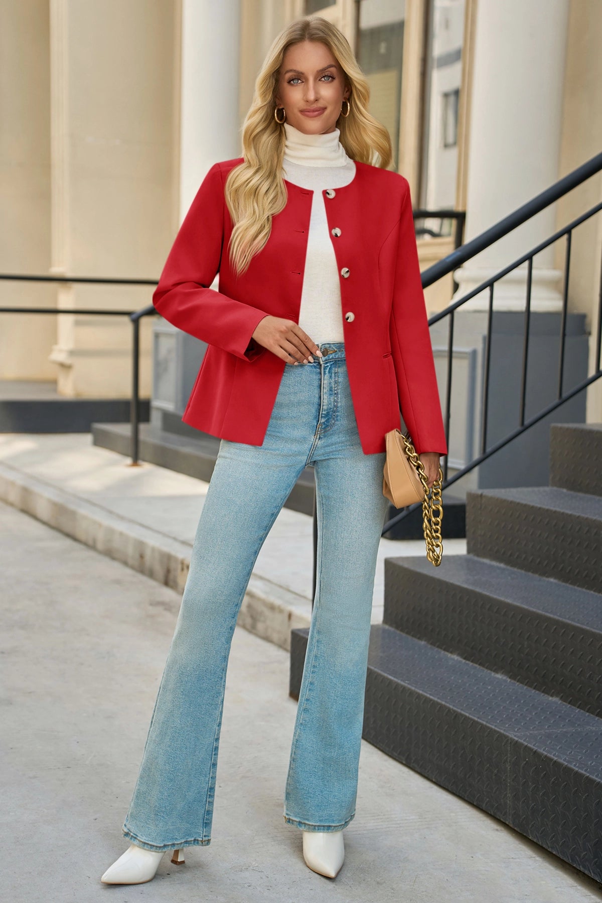 Cicy Bell Womens Red Business Blazers