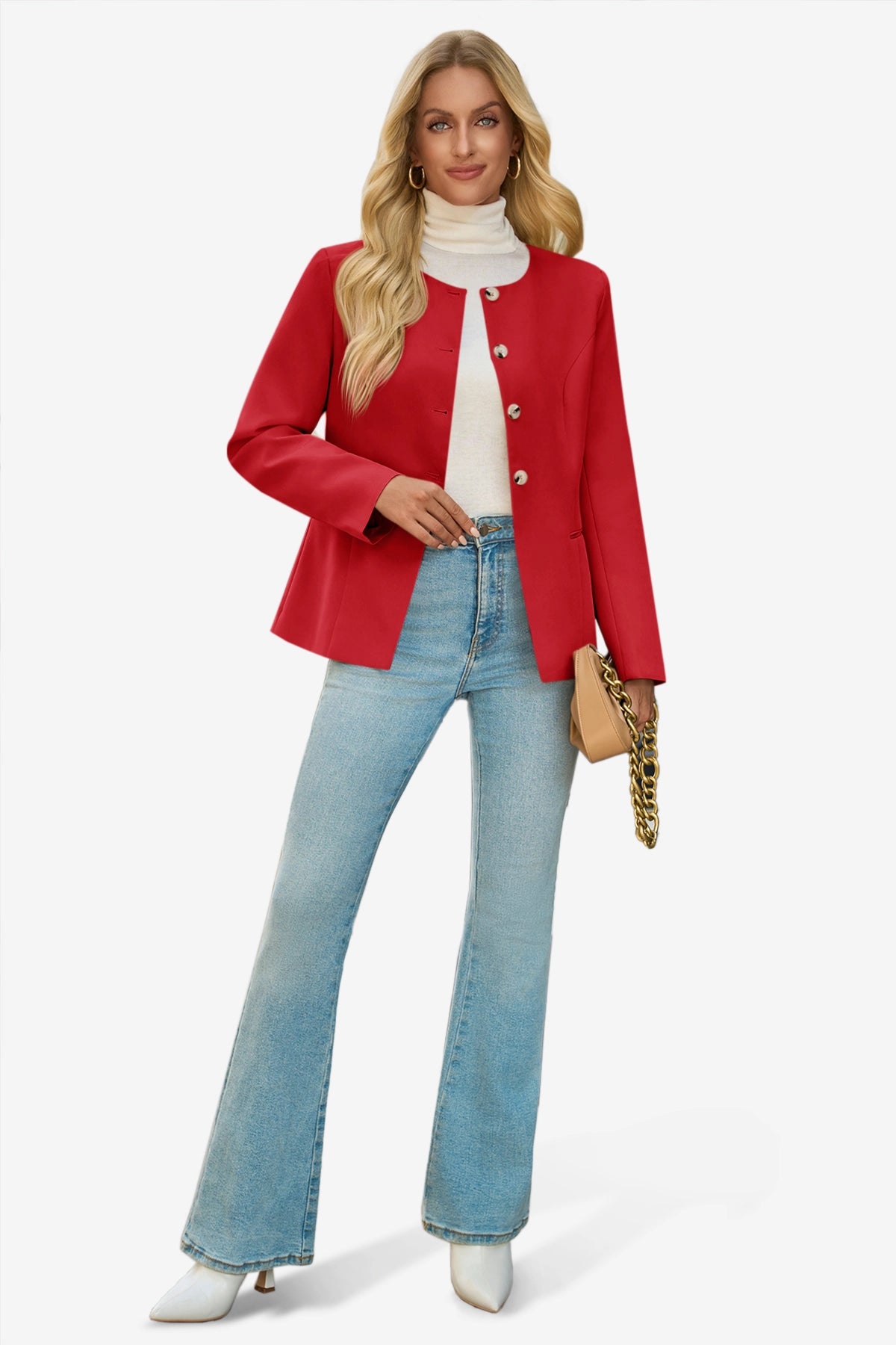 Cicy Bell Womens Red Business Blazers