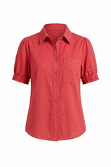 Womens Red Puff Short Sleeve Shirts | CicyBell