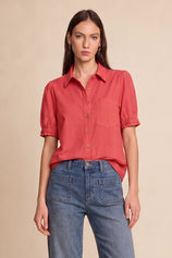Womens Red Puff Short Sleeve Shirts | CicyBell
