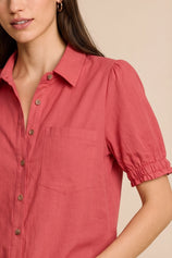 Womens Red Puff Short Sleeve Shirts | CicyBell